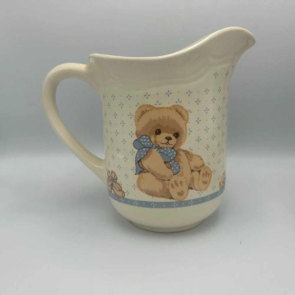 Vintage Tienshan Stoneware Country Bear Cottage Pitcher Bowl Spoon Rest Granny